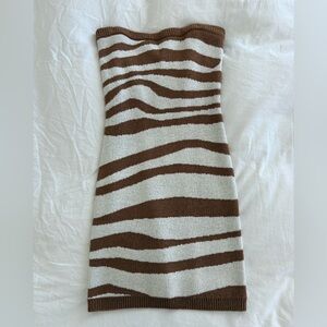 Brown and White Striped Dress